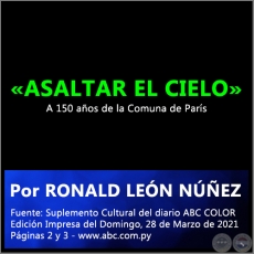 «ASALTAR EL CIELO» - Por RONALD LEÓN NÚÑEZ - Domingo, 28 de Marzo de 2021